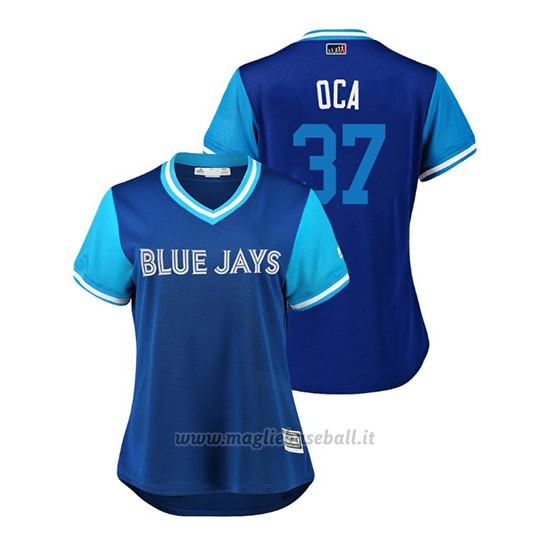 Maglia Baseball Donna TOrnto Blue Jays Teoscar Hernandez 2018 Llws Players Weekend Oca Blu